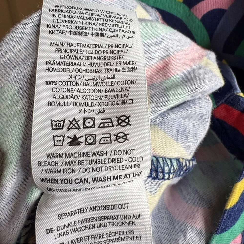 Mini Boden Rainbow Print Long Sleeve Cotton Jersey Size Girls 9/10 GUC